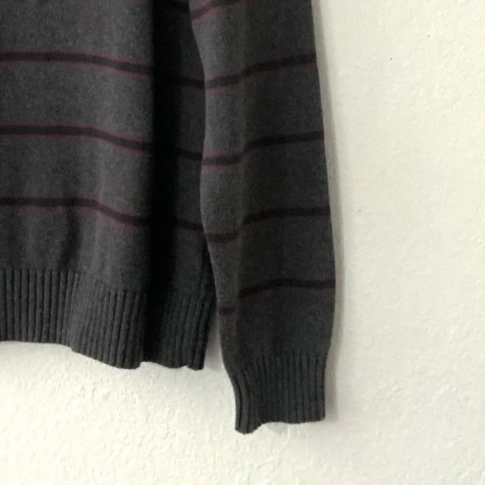 Vintage Covington Men's Grey Striped Crewneck Sweater Knit Pullover Size Large